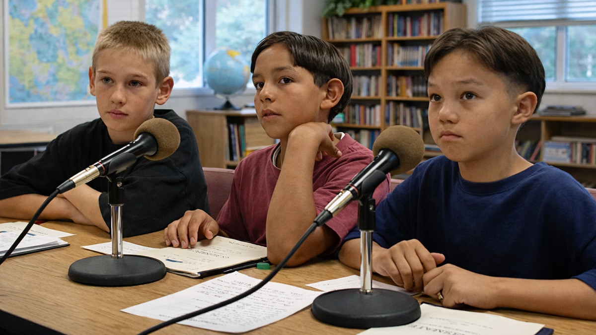 Boys working at a classroom table