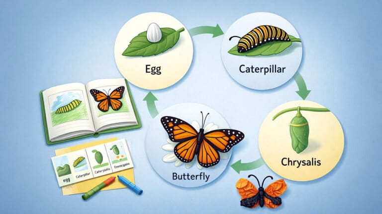 Butterfly life cycle educational illustration