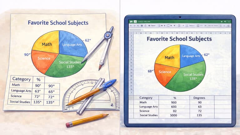 Hand-drawn vs digital pie charts