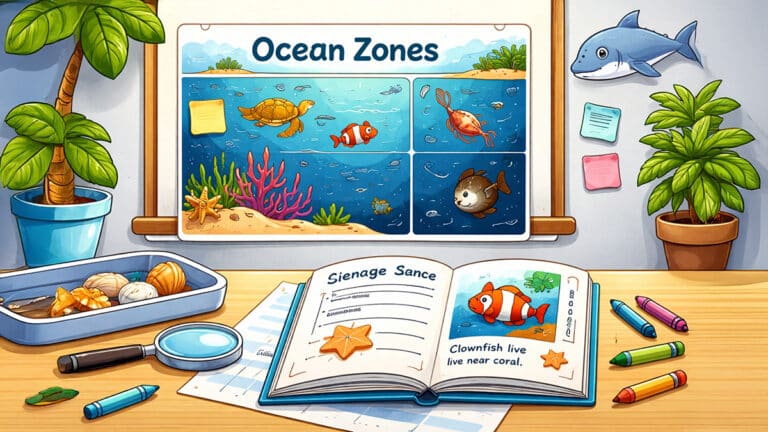 Marine biology learning tools on table