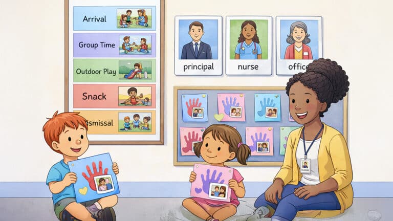 Preschool schedule and handprint crafts