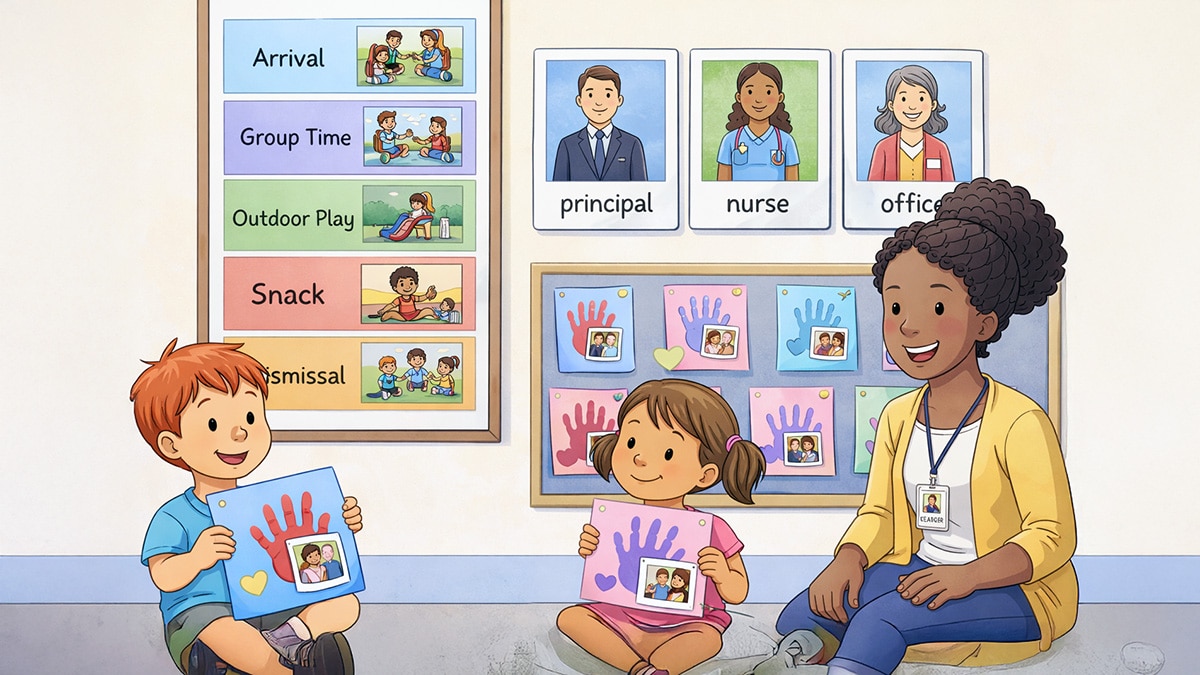 Preschool schedule and handprint crafts