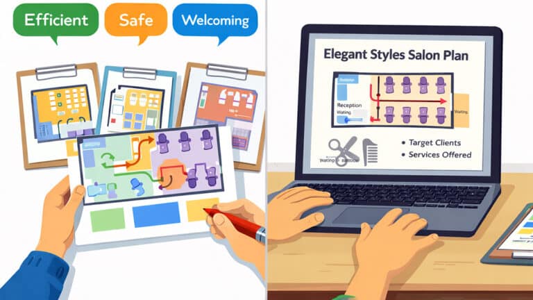 Salon layout and planning illustration