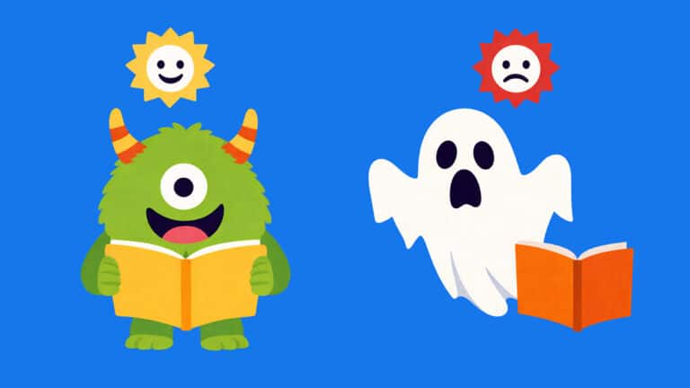 Silly monster and scary ghost characters