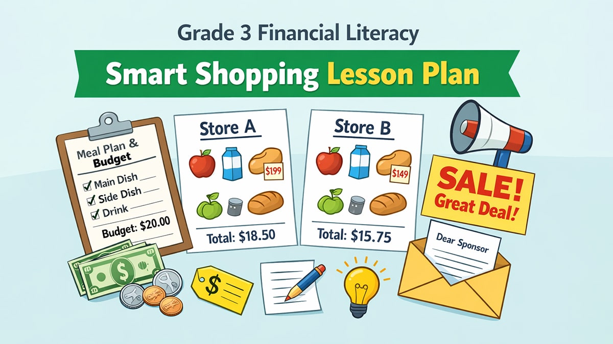 Smart shopping lesson plan illustration
