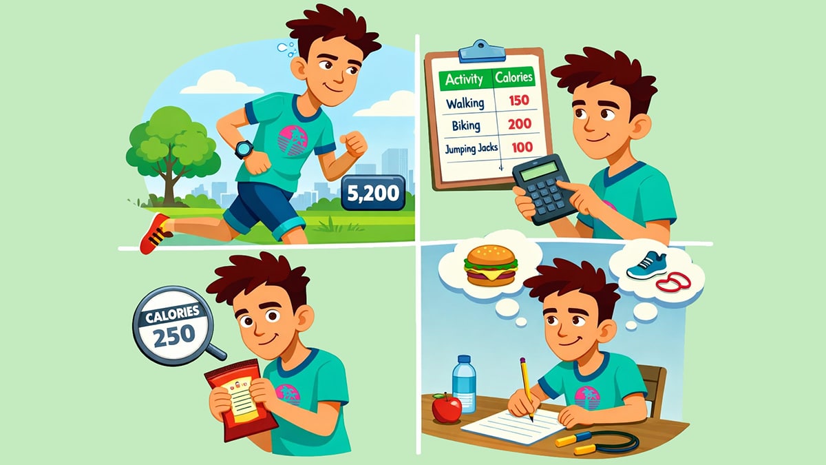 Teenager balancing fitness and food