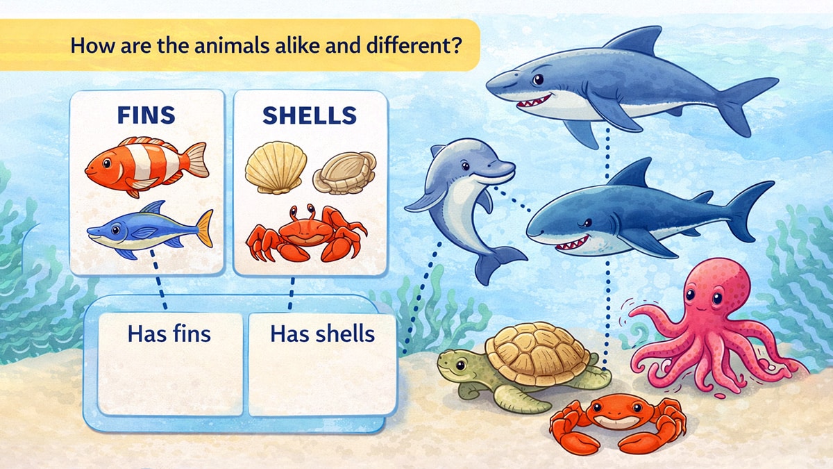 Underwater animal features comparison