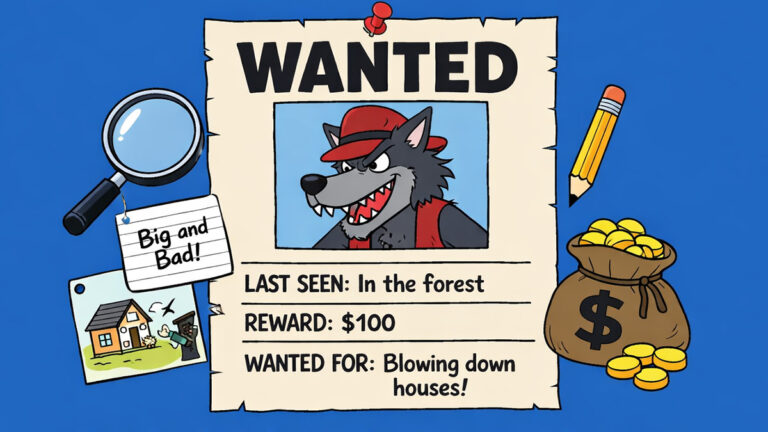 Wanted Big Bad Wolf fun poster