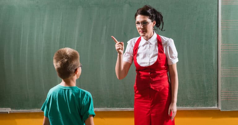 Badly behaved student being disciplined.