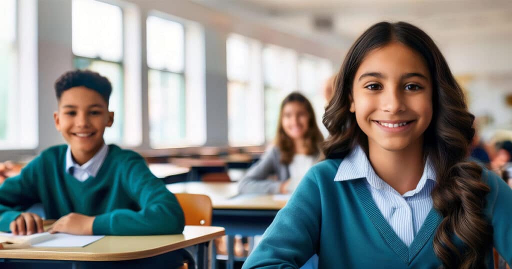 Smiling kids in the classroom